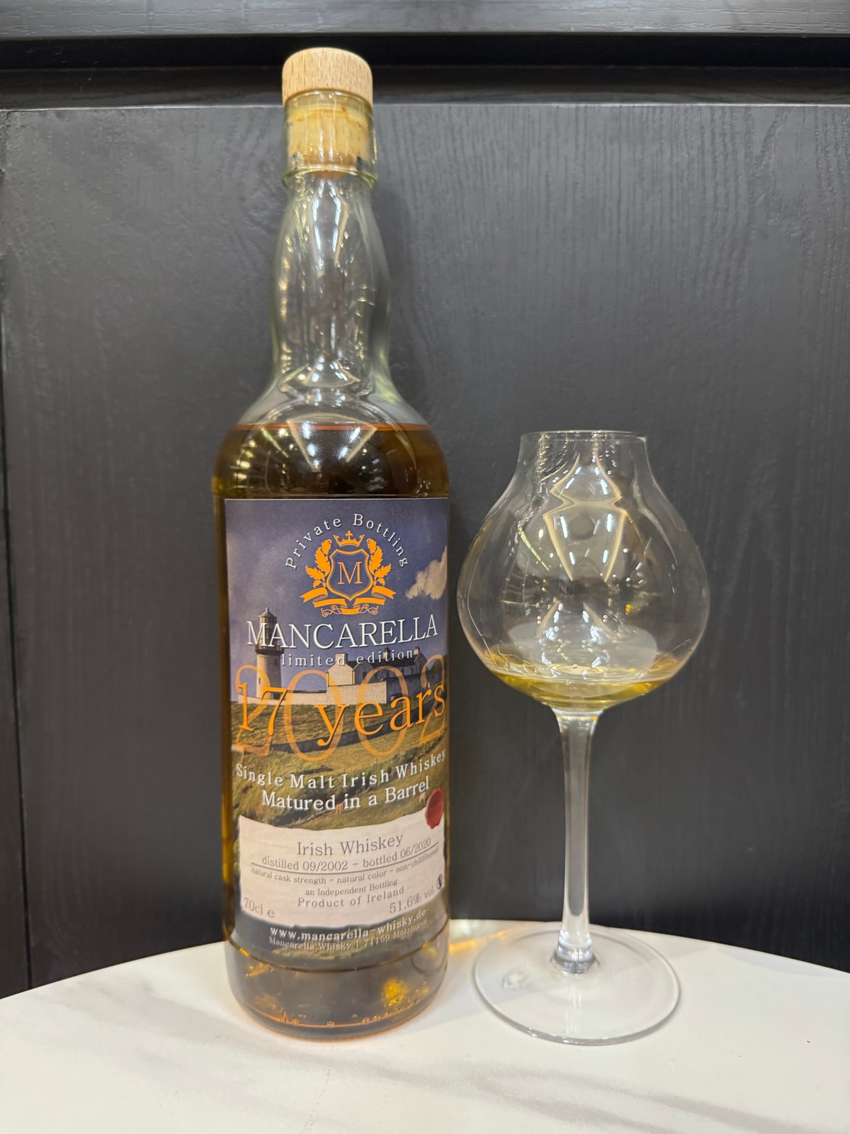 Mancarella Irish 2002 2020 17 Years Old 51,6% — bottle label