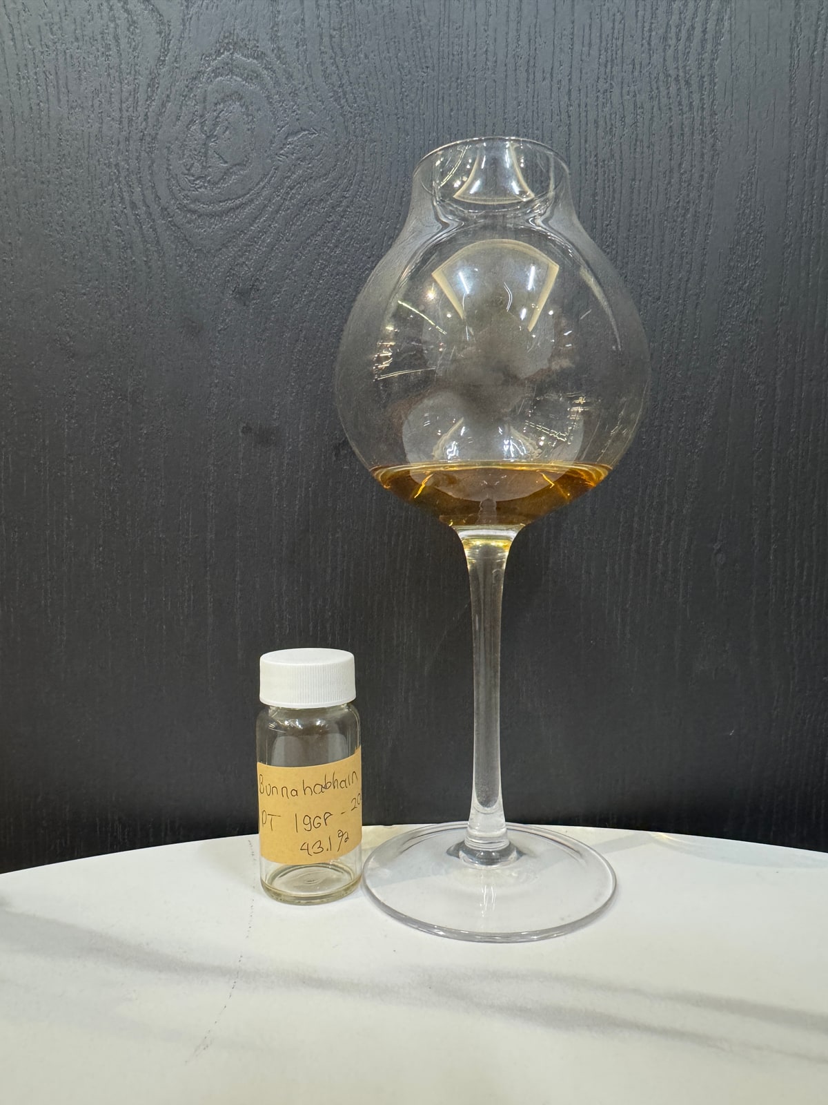 Illustrative image · Illustrative: DT Bunna 1968/43.1% sample vial; 2006 unverified. Client