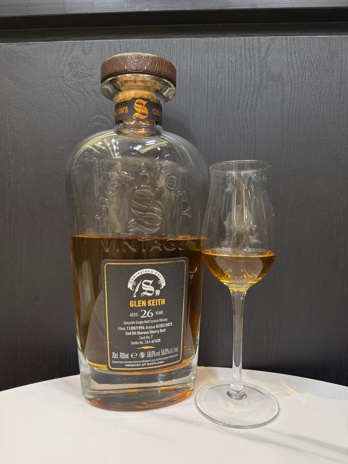 Signatory Vintage Glen Keith 1996 2023 26 Years Old 58% Cask 7 — bottle label