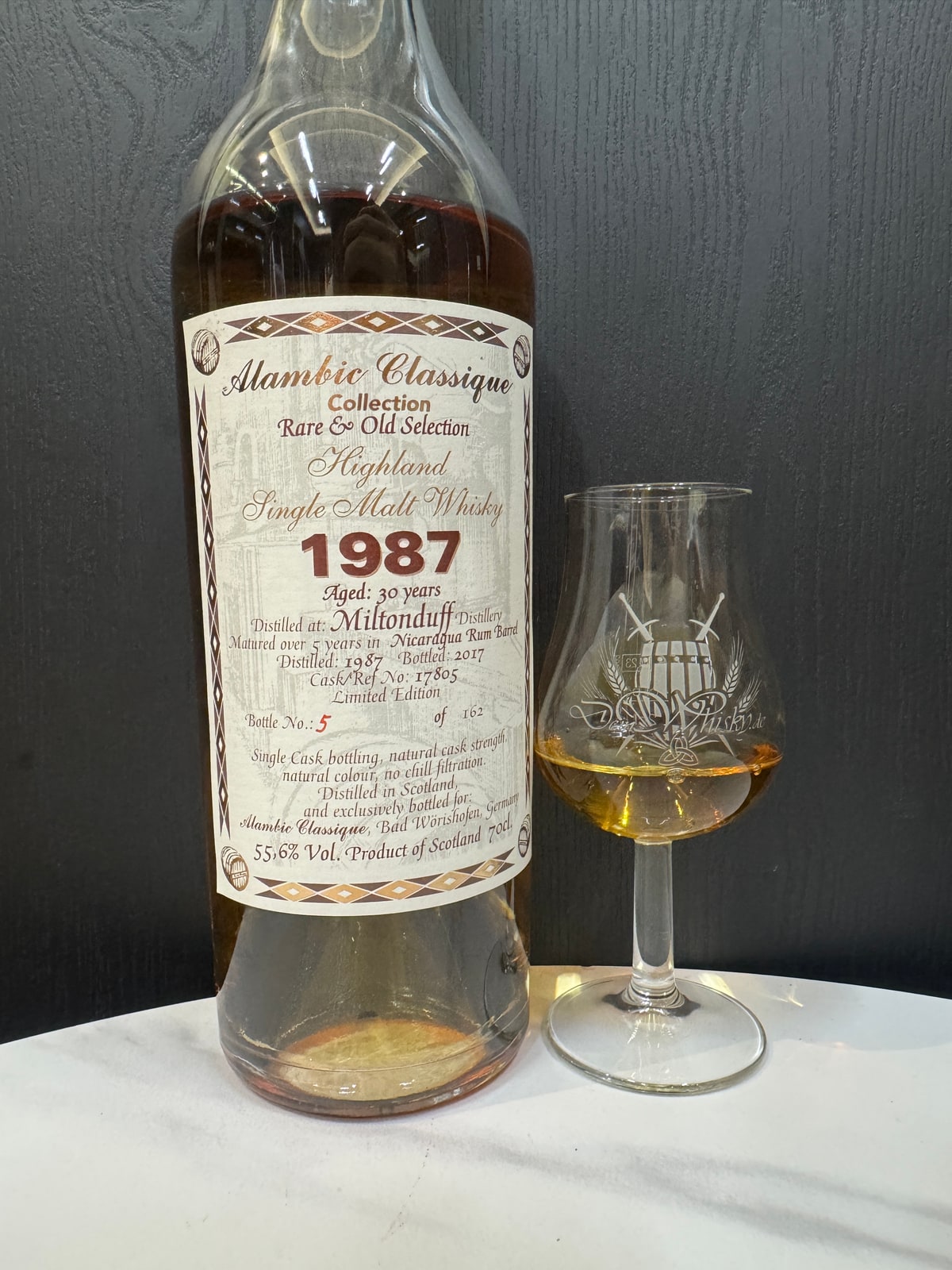 Alambic Classique Miltonduff 1987 2017 30 Years Old 55,6% Cask 17805 — bottle label