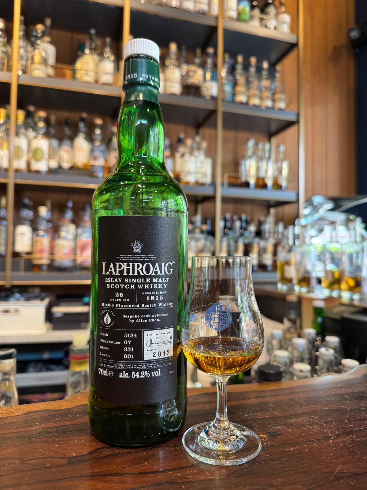 Laphroaig 25 bottled 2017 for Allan Chen 54,2% Cask 5124 — bottle label