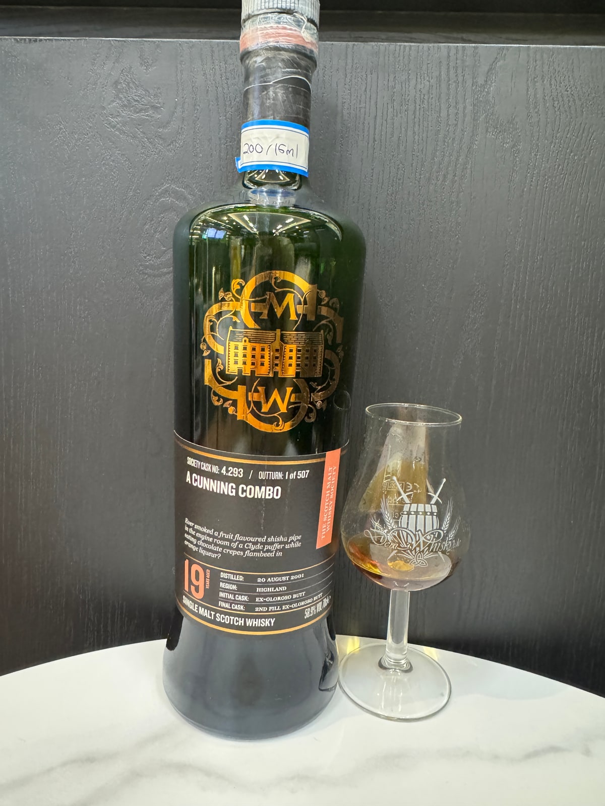 Illustrative image · Illustrative bottle photo: SMWS4.293 A Cunning Combo. Representative of the reviewed product line; the exact reviewed release is not confirmed by this image.