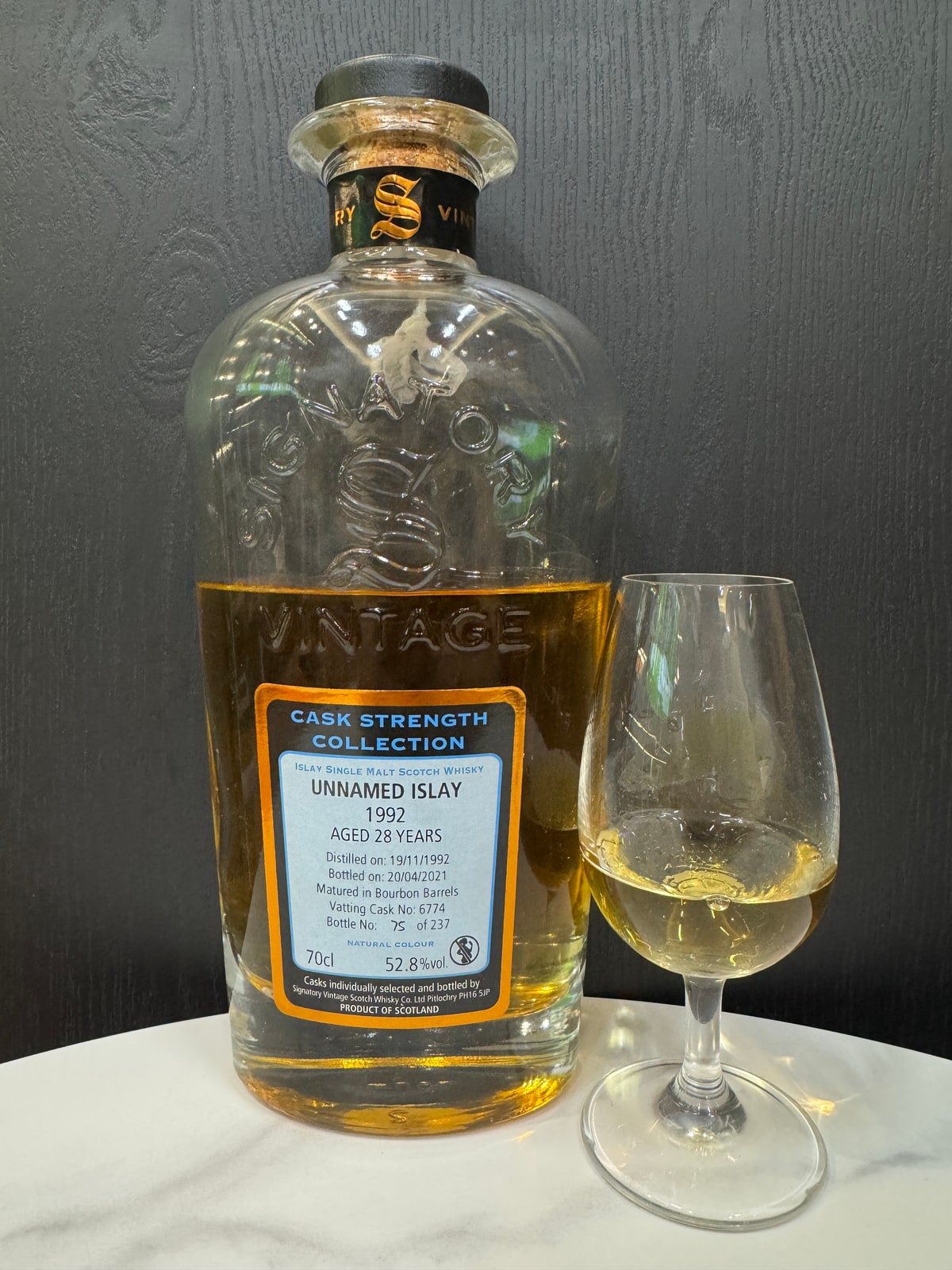 Client photograph of Signatory Vintage Unnamed Islay 1992 2021 28 Years Old 52,8% Cask 6774.