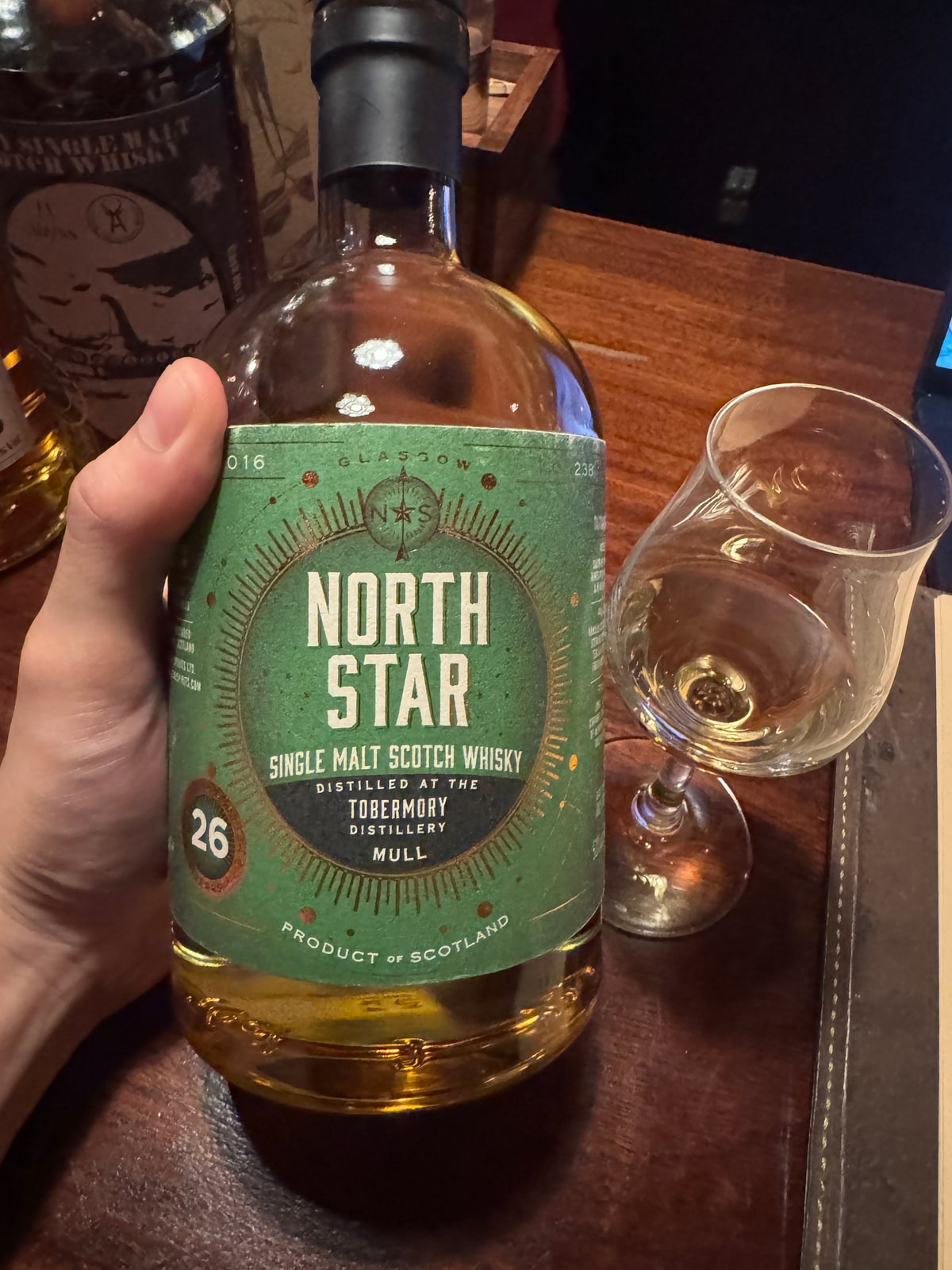 Illustrative image · Illustrative: North Star Spirits Tobermory 26; 1996/2021/51% unverified. | Client photo