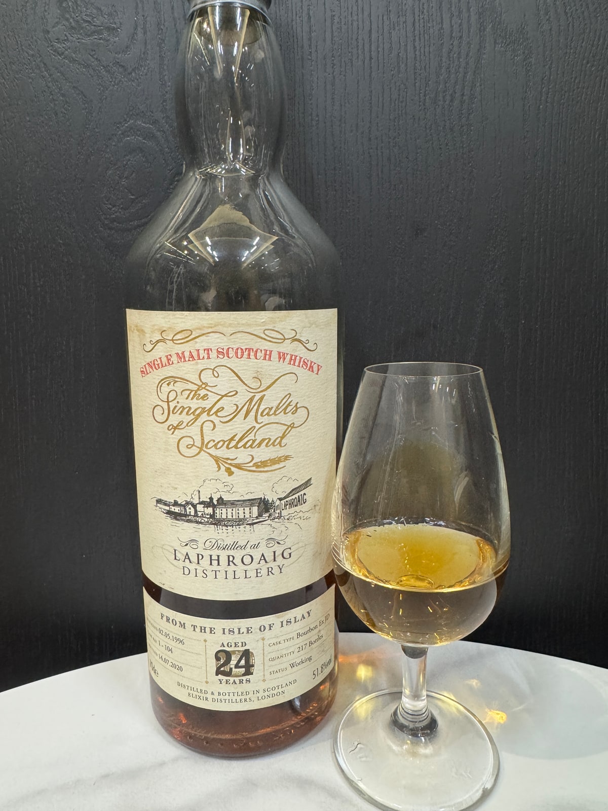 Client photograph of Single Malts of Scotland Laphroaig 1996 2020 24 Years Old 51,8% Cask 1-104.