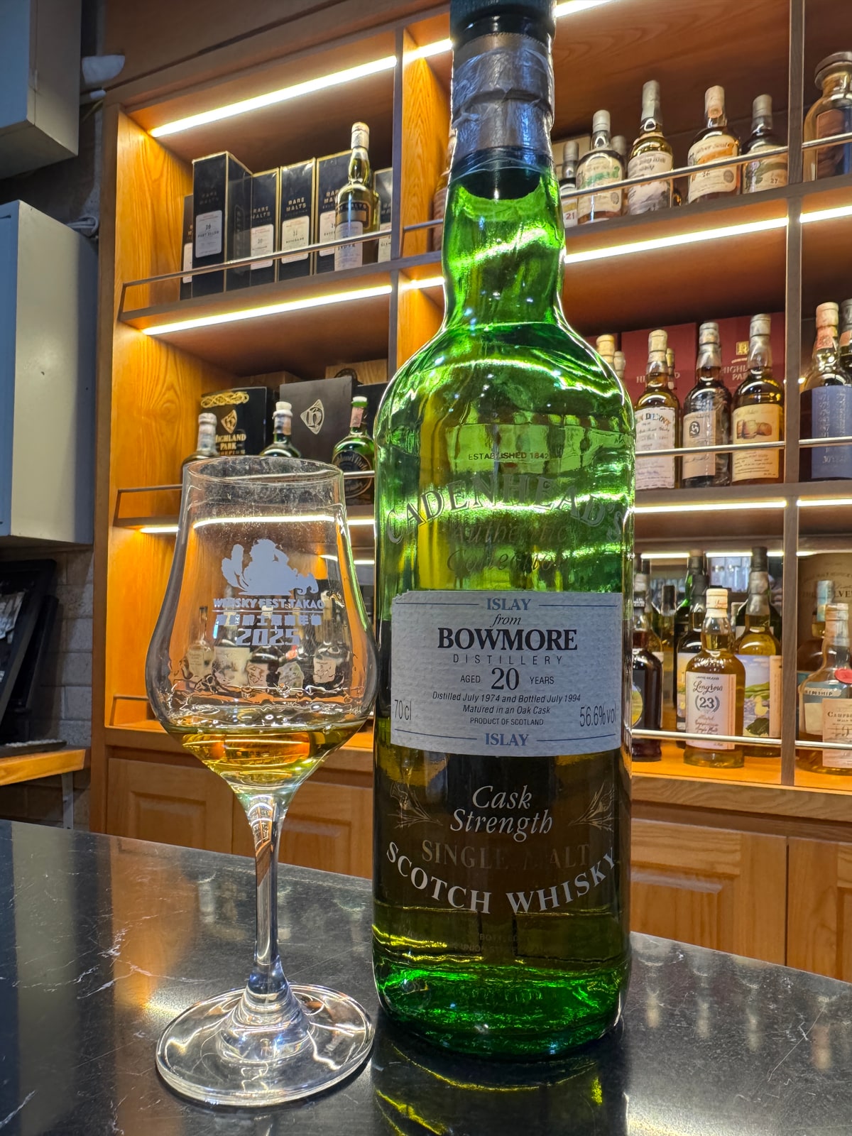 Client-supplied bottle photo of Cadenhead Bowmore 1974 20 Years Old 56,6%