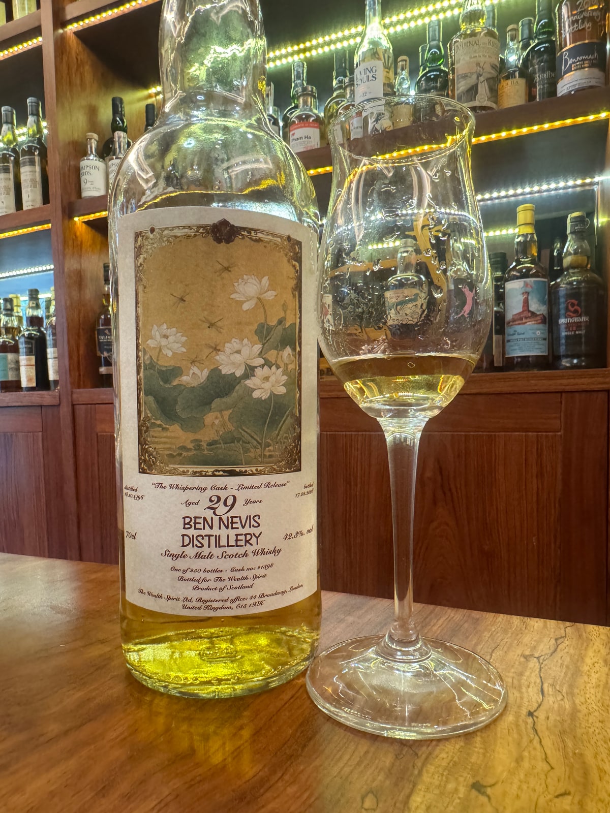 Client-supplied bottle photo of Whispering Cask Ben Nevis 1996 29yo 42, %