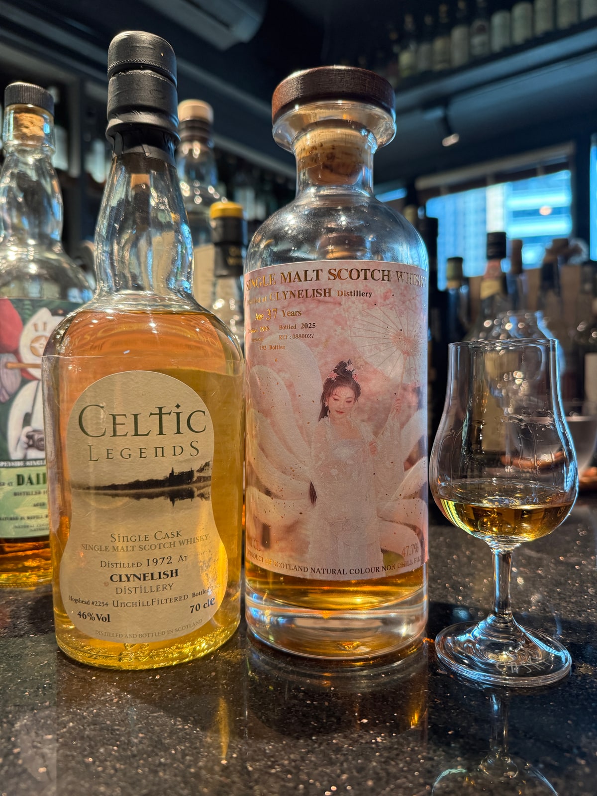 Illustrative image · Illustrative bottle photo: Celtic Legends Clynelish (foreground left bottle). Representative of the reviewed product line; the exact reviewed release is not confirmed by this image.
