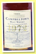 Illustrative image · Illustrative bottle photo: Tesco Campbeltown Malt Whisky. Representative of the reviewed product line; the exact reviewed release is not confirmed by this image. Source: Whiskyfun.