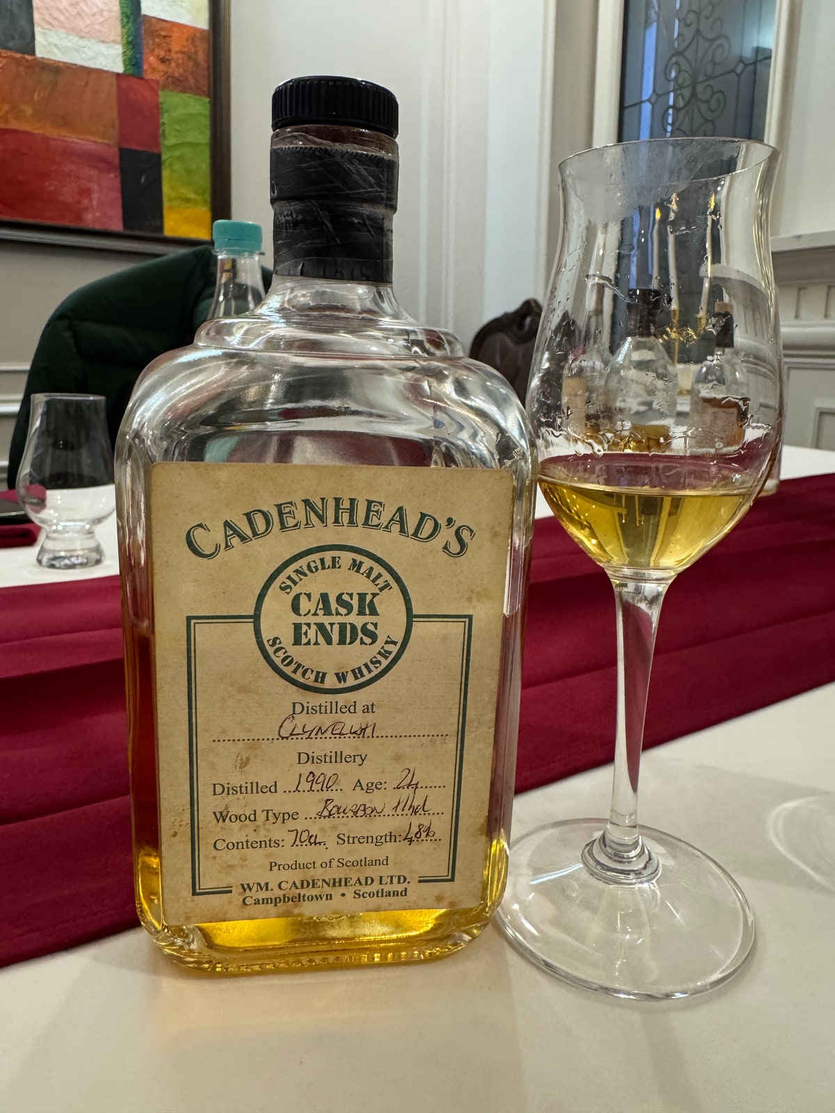 Illustrative image · Illustrative Clynelish shop label: 1990, 24 years, 48%; bottled 2014 and cask 1008 unverified. Client-supplied image