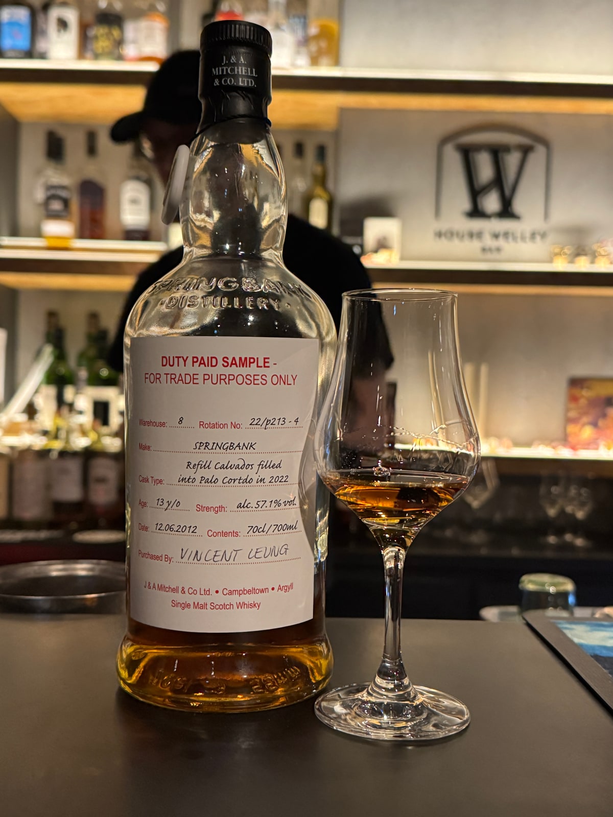 Client-supplied tasting sample photo of Springbank 13 Years Old 57,1% Calvados + Palo Cortado 2012
