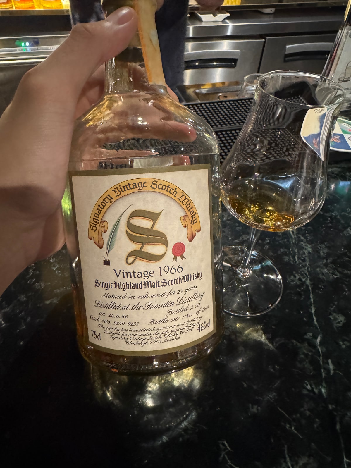 Signatory Vintage Tomatin 1966 1990 23 Years Old 46% Cask 9250-53 — bottle label