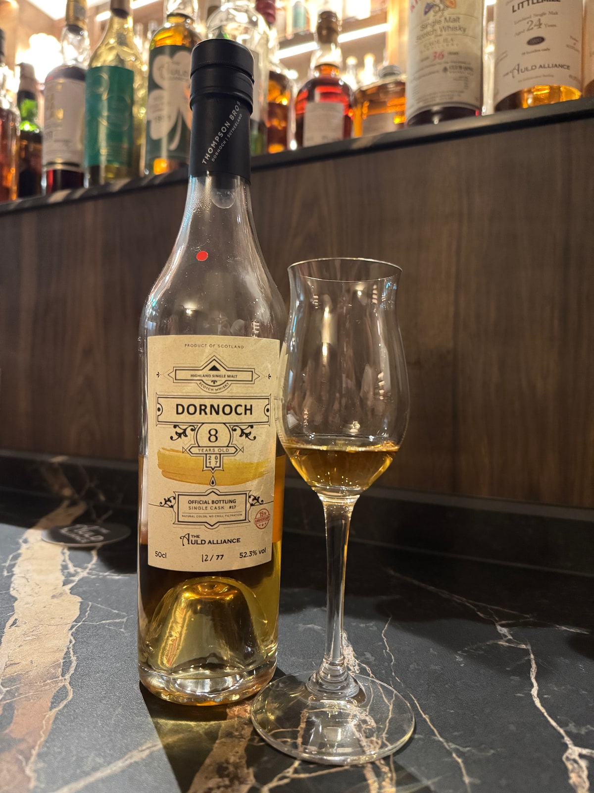 The Auld Alliance Dornoch 2017 8 Years Old 52,3% — bottle label