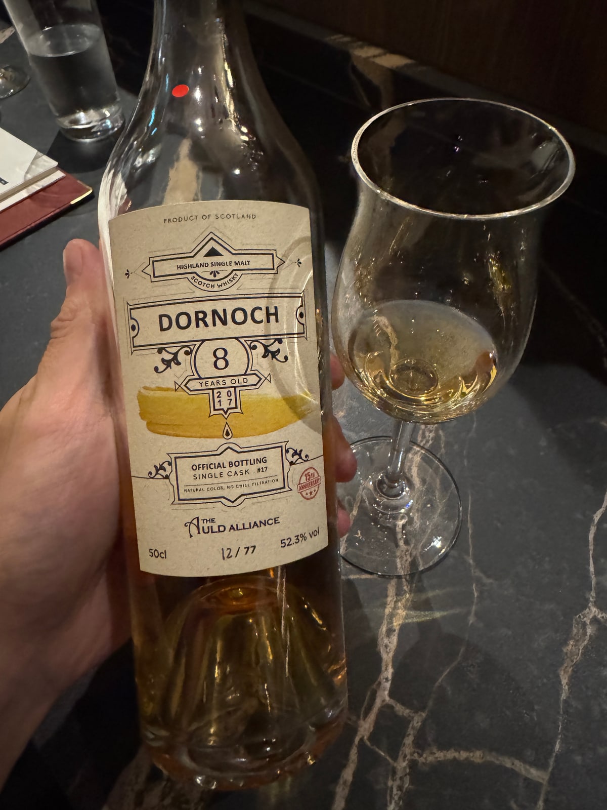 The Auld Alliance Dornoch 2017 8 Years Old 52,3% — bottle label