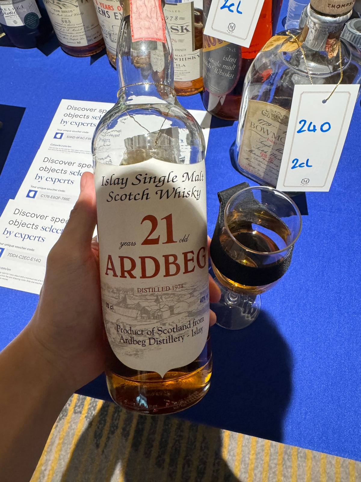Illustrative image · Illustrative client photo: Ardbeg 1974, 21y, 40%; bottler and importer unverified.