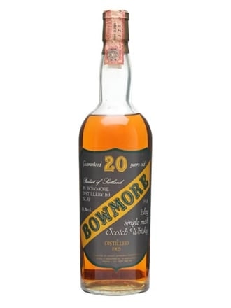 Illustrative image · Illustrative bottle photo: source-listed Sestante Bowmore 1965, 20 years. The 49.1% strength is not legible in this image. Source: The Whisky Exchange.