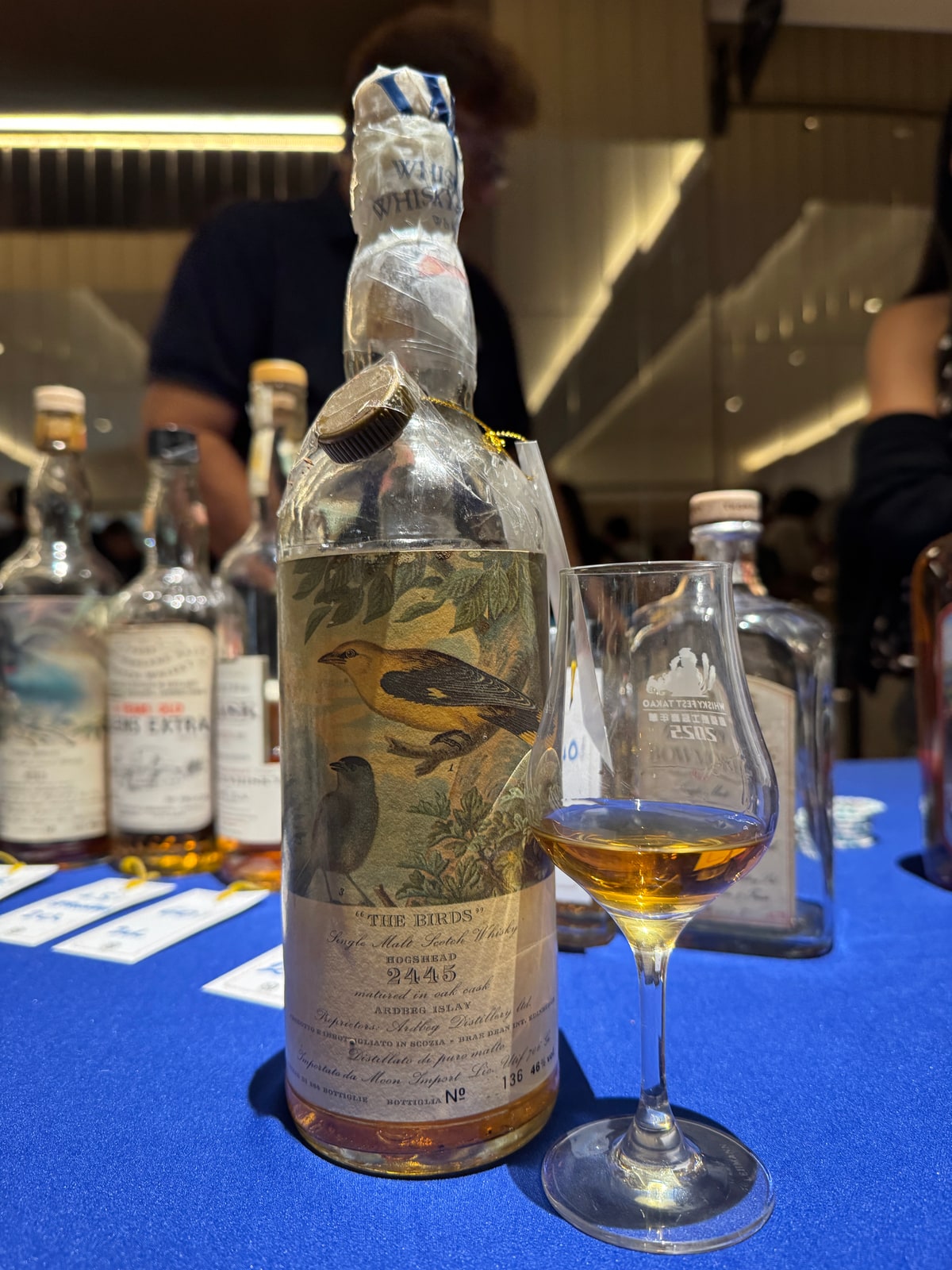 Illustrative image · Client photo: Moon Import The Birds Ardbeg, cask 2445. Illustrative; the review names cask 348.