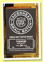 Illustrative image · Illustrative Cadenhead Small Batch Tormore 30 label detail, published by Whiskyfun. Small native image; the reviewed edition is unverified.