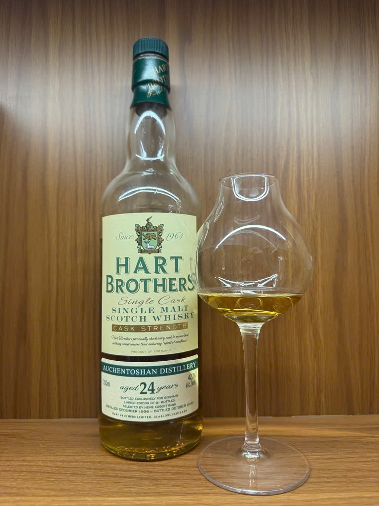 Client photo: Hart Brothers Auchentoshan 1998/2023, 24 years; bottle and glass.