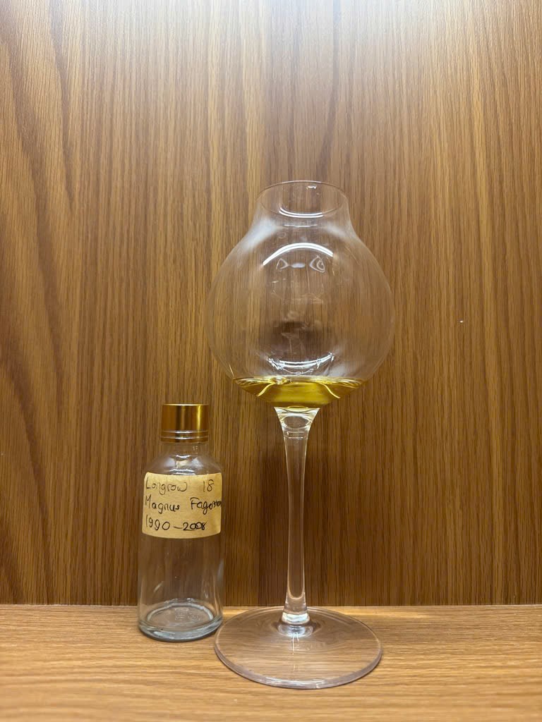 Client photo: Longrow 18 years for Magnus Fagerstrom; tasting sample and glass.