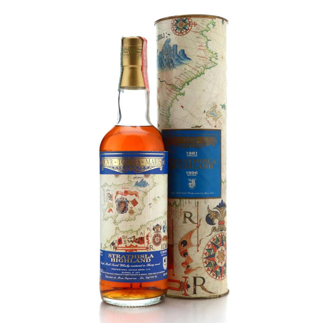 Illustrative image · Illustrative — Whisky Auctioneer: Moon Import Strathisla 1981/1996 bottle and tube; differs from reviewed 1980.