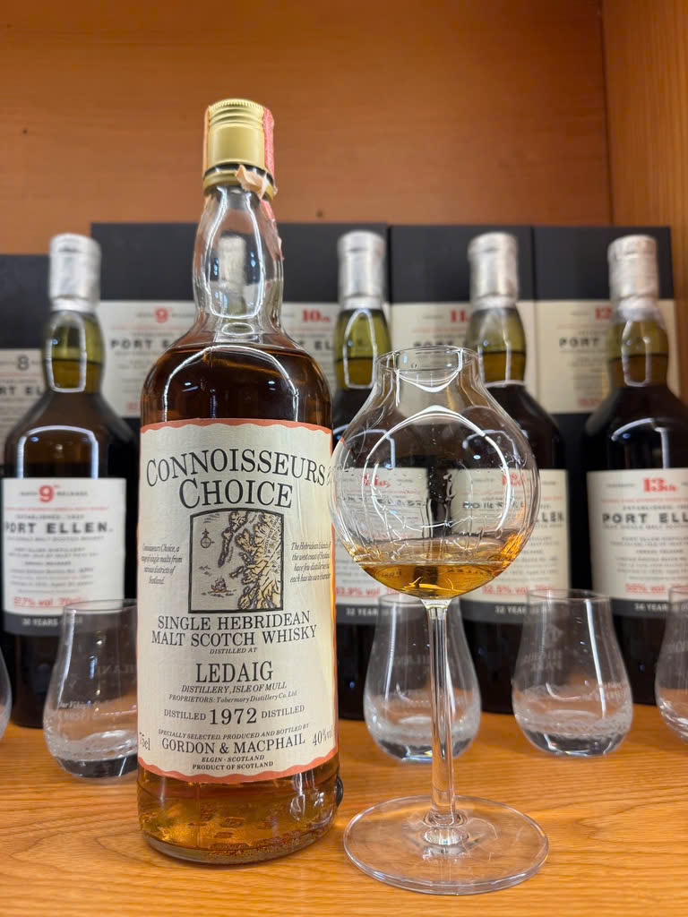 Client photo: Gordon & Macphail Connoisseurs Choice Ledaig 1972, 40%; bottle and glass.