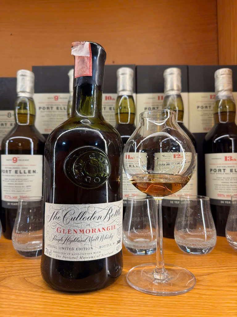 Client photo: Glenmorangie The Culloden Bottle with glass; vintage and bottling years are not visible.