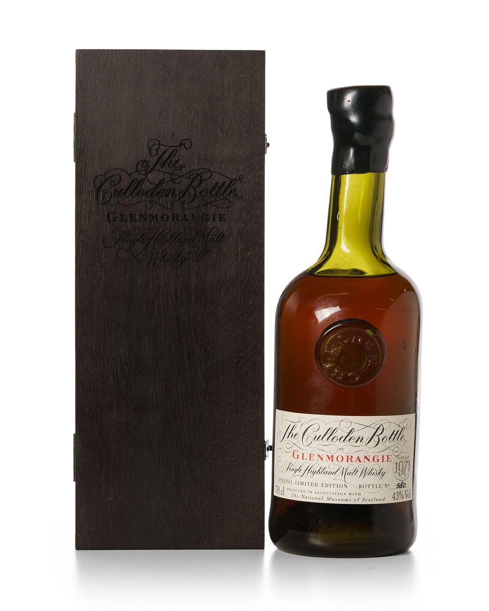 Illustrative image · Illustrative — Mark Littler: Glenmorangie Culloden 1971/43% bottle and box; 1995 is not printed.