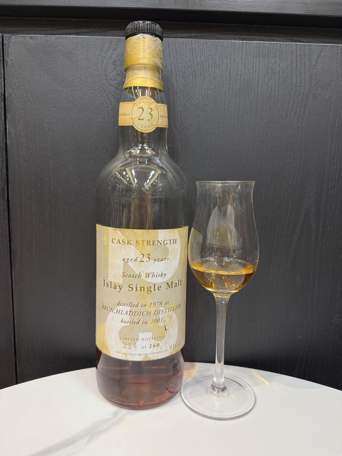 Bruichladdich 1978 23 Years Old 51% for John Armit Wines — bottle label