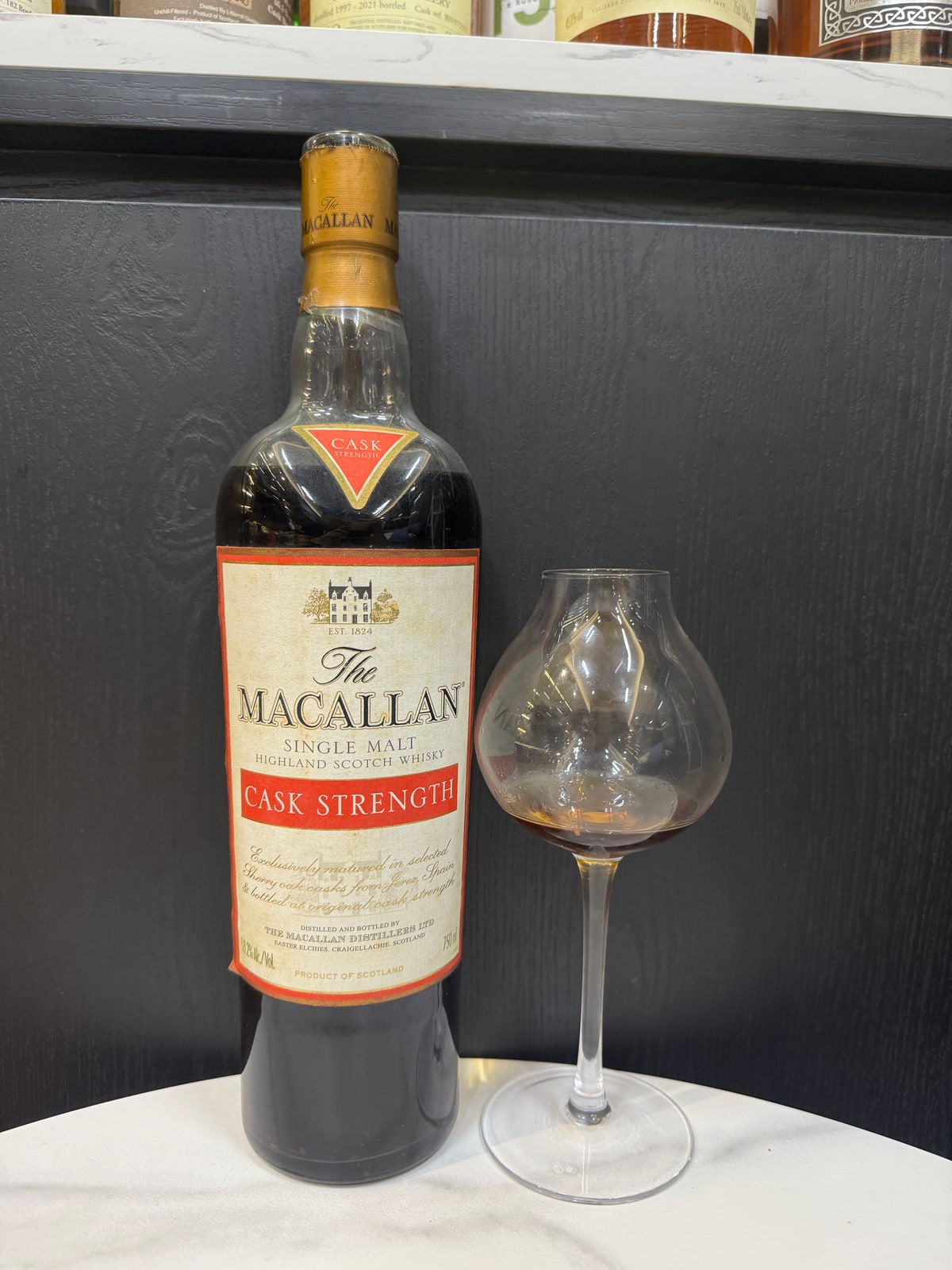 Illustrative image · Illustrative bottle photo: Macallan Cask Strength. Representative of the reviewed product line; the exact reviewed release is not confirmed by this image.