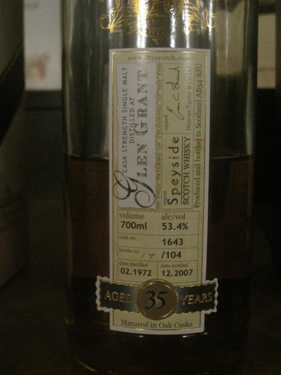 Smoke on the Water label photo: Glen Grant 1972/2007, 35 years, 53.4%, cask 1643.