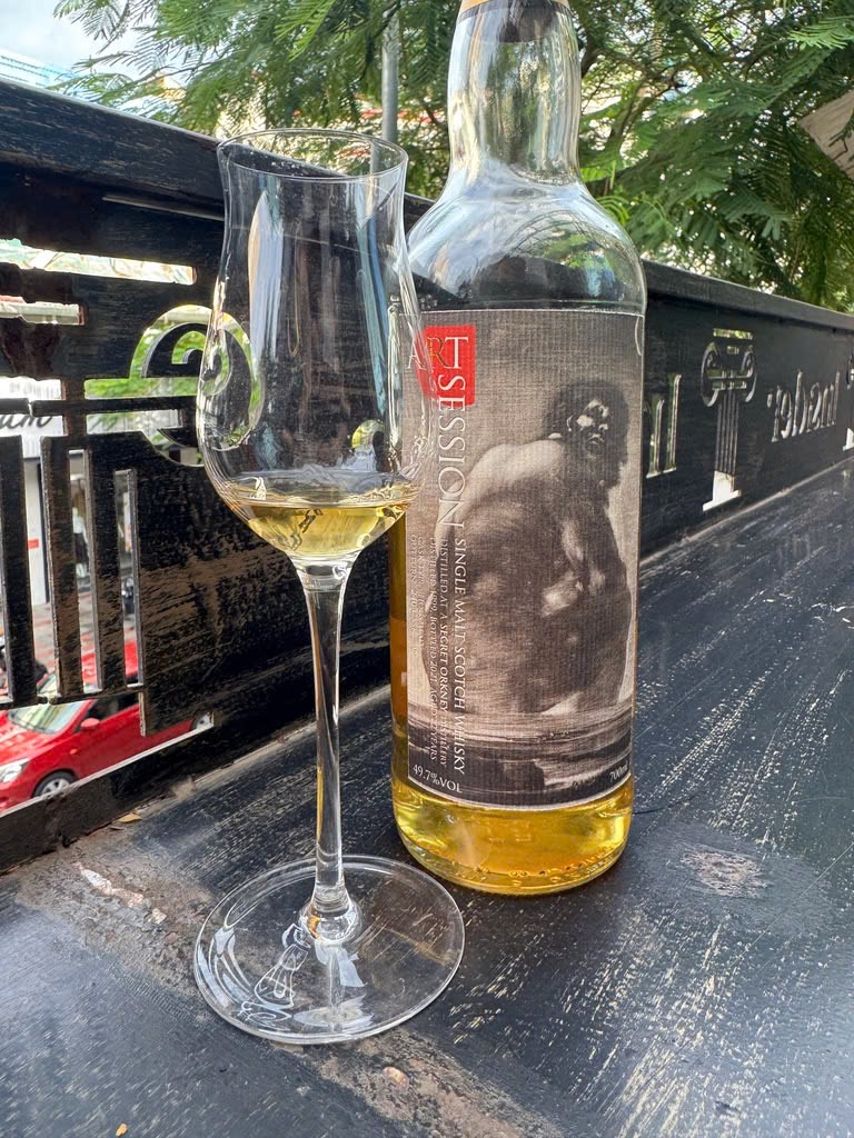 Client photo for Trio of Orkney comparison: The Whisky Agency Secret Orkney, bottle and glass.