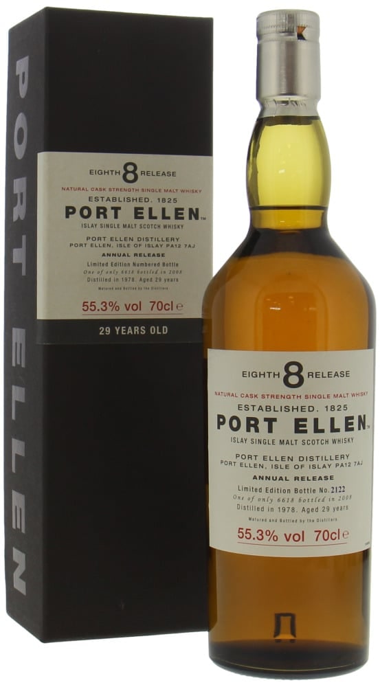 Best of Wines reference photo: Port Ellen eighth release, 1978/2008, 29 years, 55.3%, with box.